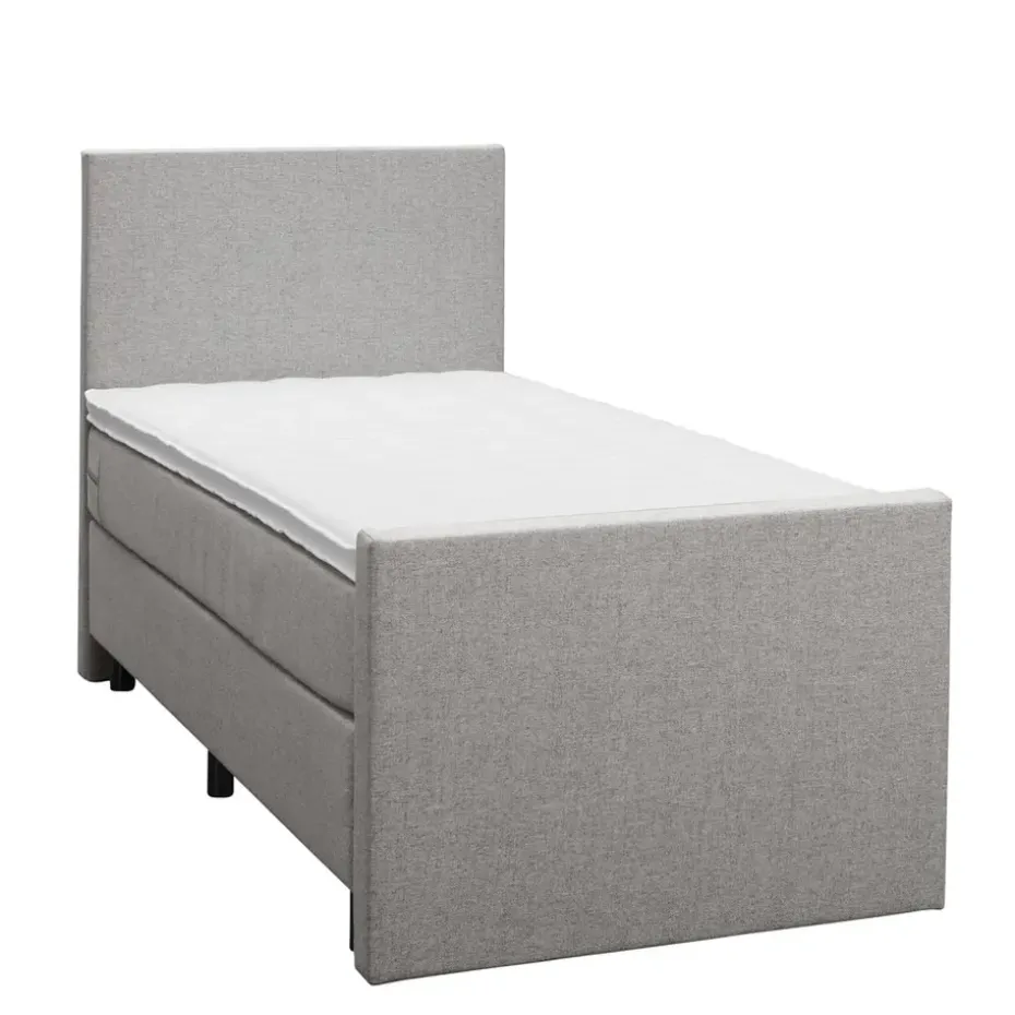 Boxspring met voetbord Liv egaal - lichtgrijs - 90x200 cm - ronde poot