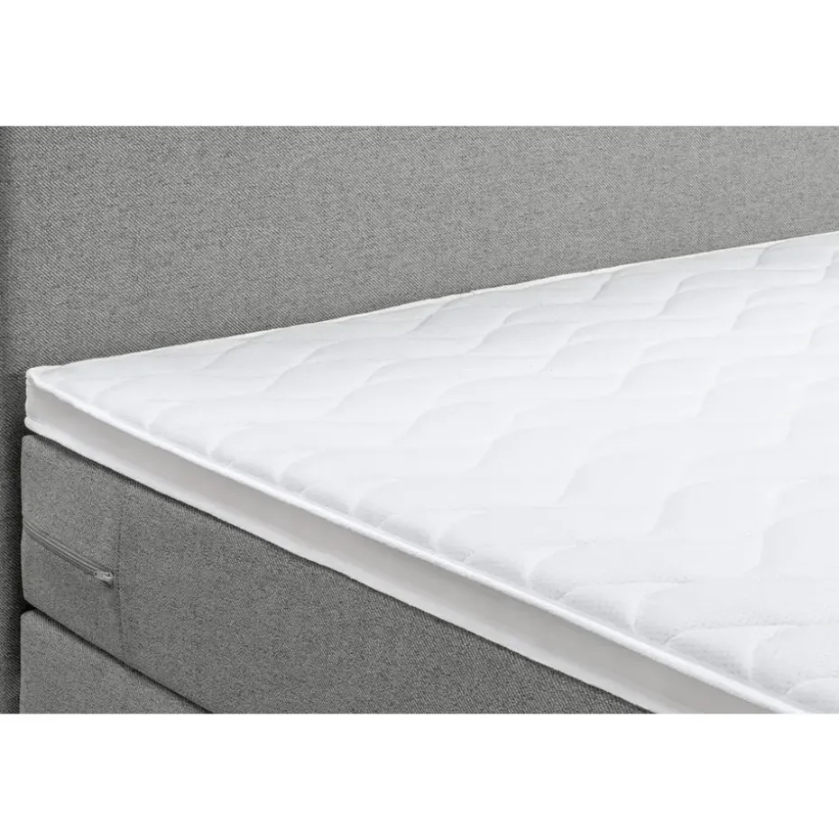 Boxspring met voetbord Liv egaal - lichtgrijs - 90x200 cm - ronde poot
