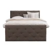 Boxspring met voetbord Liv geruit - donkerbruin - 160x200 cm - ronde poot