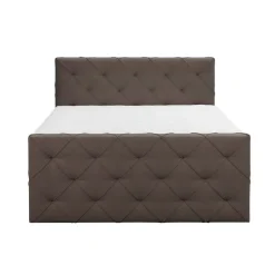 Boxspring met voetbord Liv geruit - donkerbruin - 160x200 cm - ronde poot