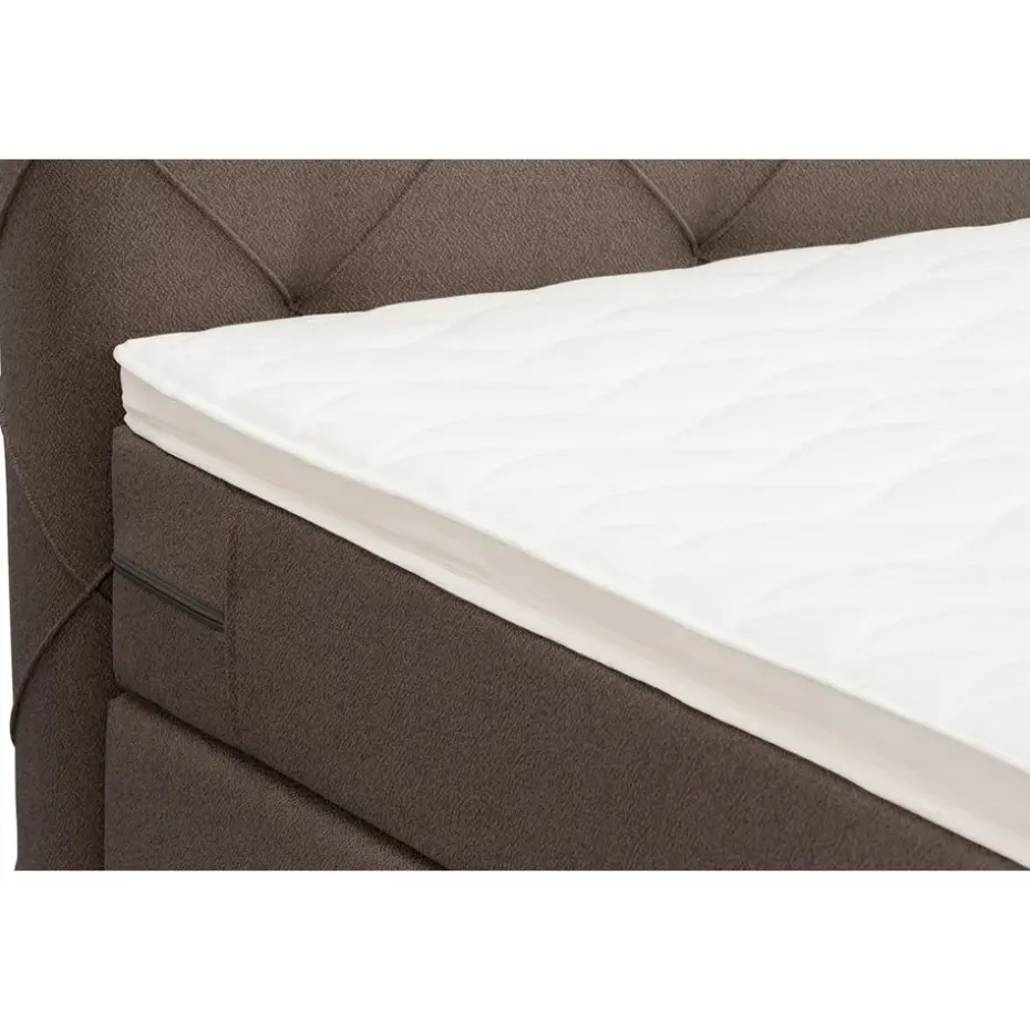 Boxspring met voetbord Liv geruit - donkerbruin - 160x200 cm - ronde poot