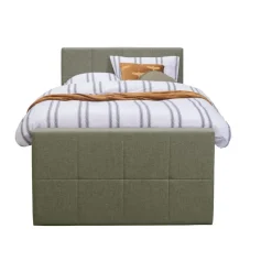 Boxspring met voetbord Liv geblokt - groen - 120x200 cm - slanke poot