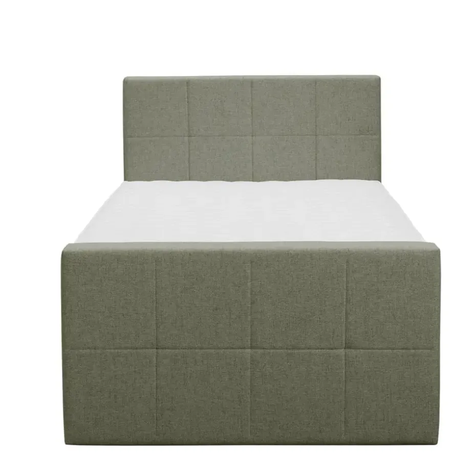 Boxspring met voetbord Liv geblokt - groen - 120x200 cm - slanke poot