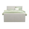 Boxspring met voetbord Liv geblokt - ecru - 180x200 cm - ronde poot