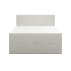 Boxspring met voetbord Liv geblokt - ecru - 180x200 cm - ronde poot