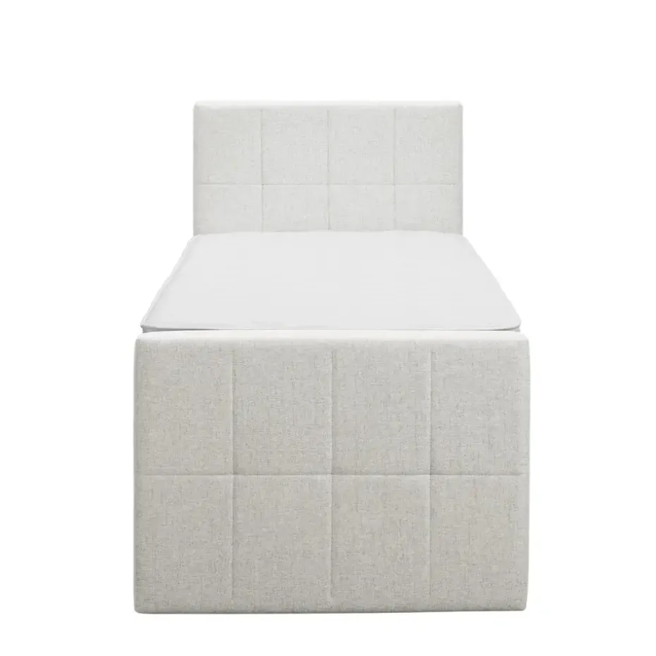 Boxspring met voetbord Liv geblokt - ecru - 90x200 cm - slanke poot