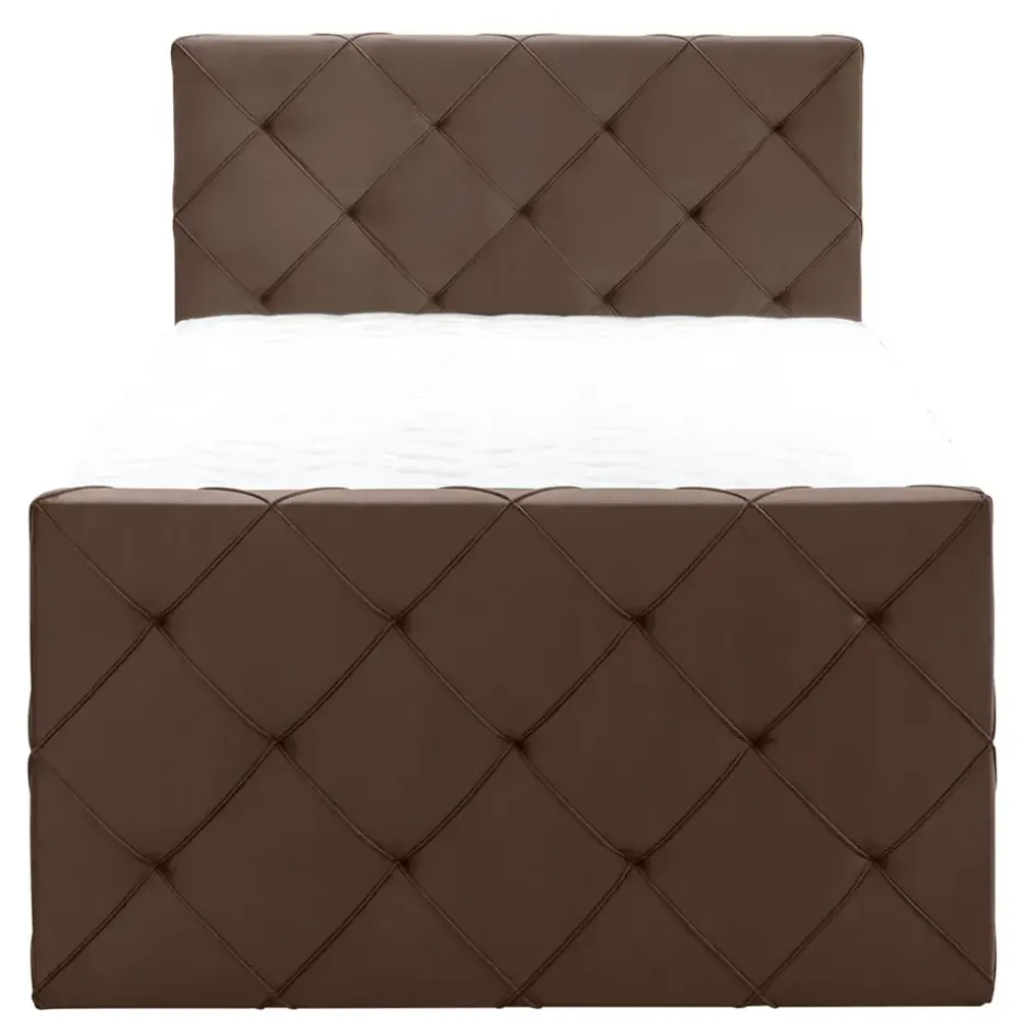 Boxspring met voetbord Liv geruit - bruin - 120x200 cm - ronde poot