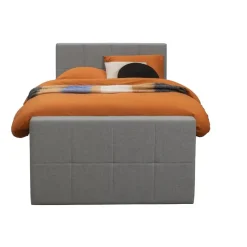 Boxspring met voetbord Liv geblokt - lichtgrijs - 120x200 cm - slanke poot
