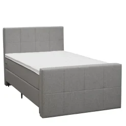 Boxspring met voetbord Liv geblokt - lichtgrijs - 120x200 cm - slanke poot