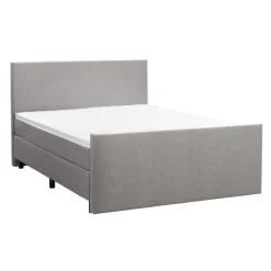 Boxspring met voetbord Liv egaal - lichtgrijs - 180x200 cm - ronde poot