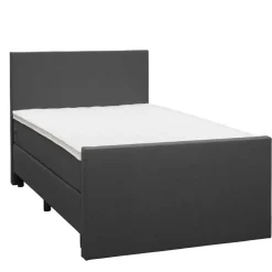 Boxspring met voetbord Liv egaal - antraciet - 120x200 cm - ronde poot