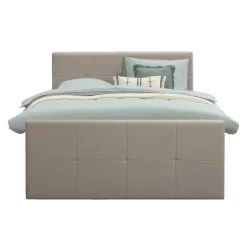 Boxspring met voetbord Liv geblokt - beige - 180x200 cm - vierkante poot