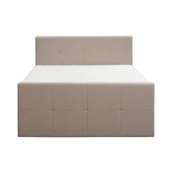 Boxspring met voetbord Liv geblokt - beige - 180x200 cm - vierkante poot