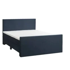 Boxspring met voetbord Liv egaal - blauw - 140x200 cm - vierkante poot