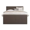 Boxspring met voetbord Liv geblokt - donkerbruin - 180x200 cm - ronde poot