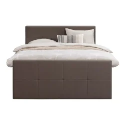 Boxspring met voetbord Liv geblokt - donkerbruin - 180x200 cm - ronde poot