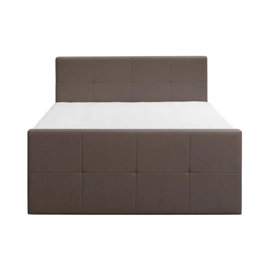 Boxspring met voetbord Liv geblokt - donkerbruin - 160x200 cm - ronde poot
