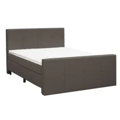 Boxspring met voetbord Liv geblokt - donkerbruin - 160x200 cm - ronde poot