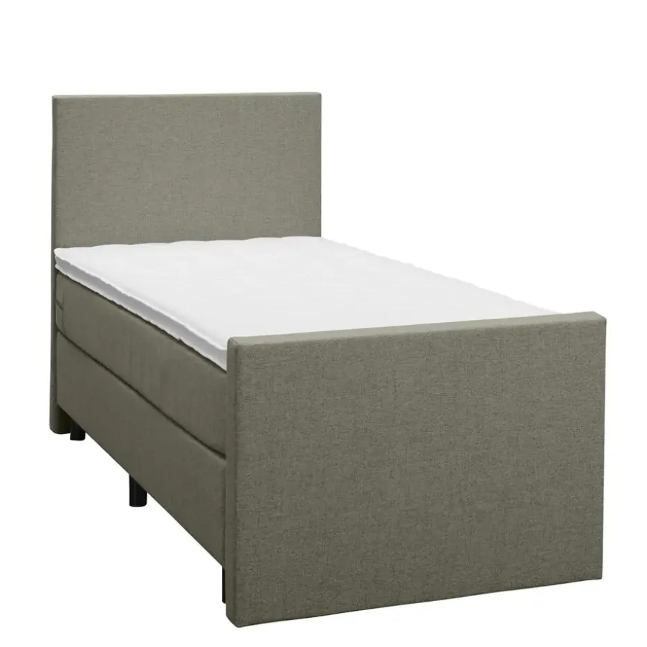 Boxspring met voetbord Liv egaal - groen - 90x200 cm - ronde poot