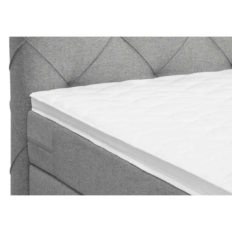Boxspring met voetbord Liv geruit - lichtgrijs - 120x200 cm - slanke poot