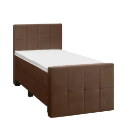 Boxspring met voetbord Liv geblokt - bruin - 90x200 cm - vierkante poot