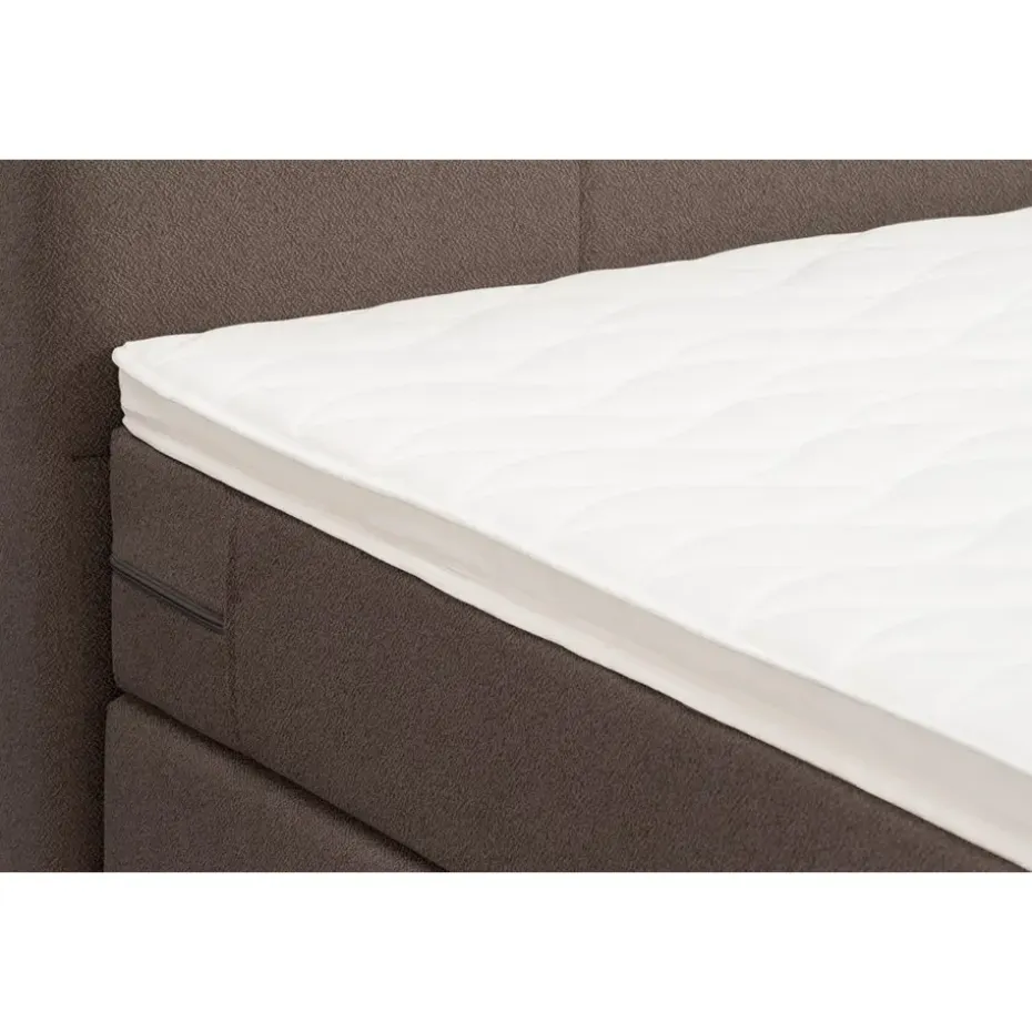 Boxspring met voetbord Liv geblokt - donkerbruin - 90x200 cm - ronde poot