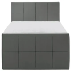 Boxspring met voetbord Liv geblokt - grijs - 120x200 cm - ronde poot