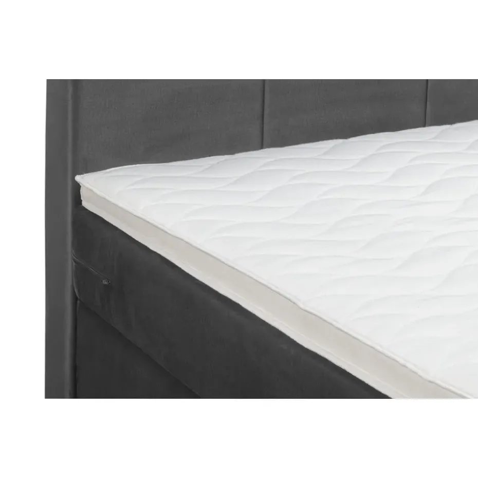 Boxspring met voetbord Liv geblokt - grijs - 120x200 cm - ronde poot