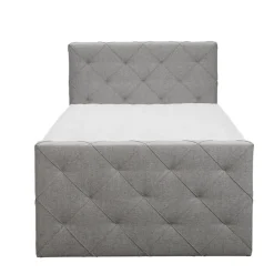 Boxspring met voetbord Liv geruit - lichtgrijs - 120x200 cm - vierkante poot