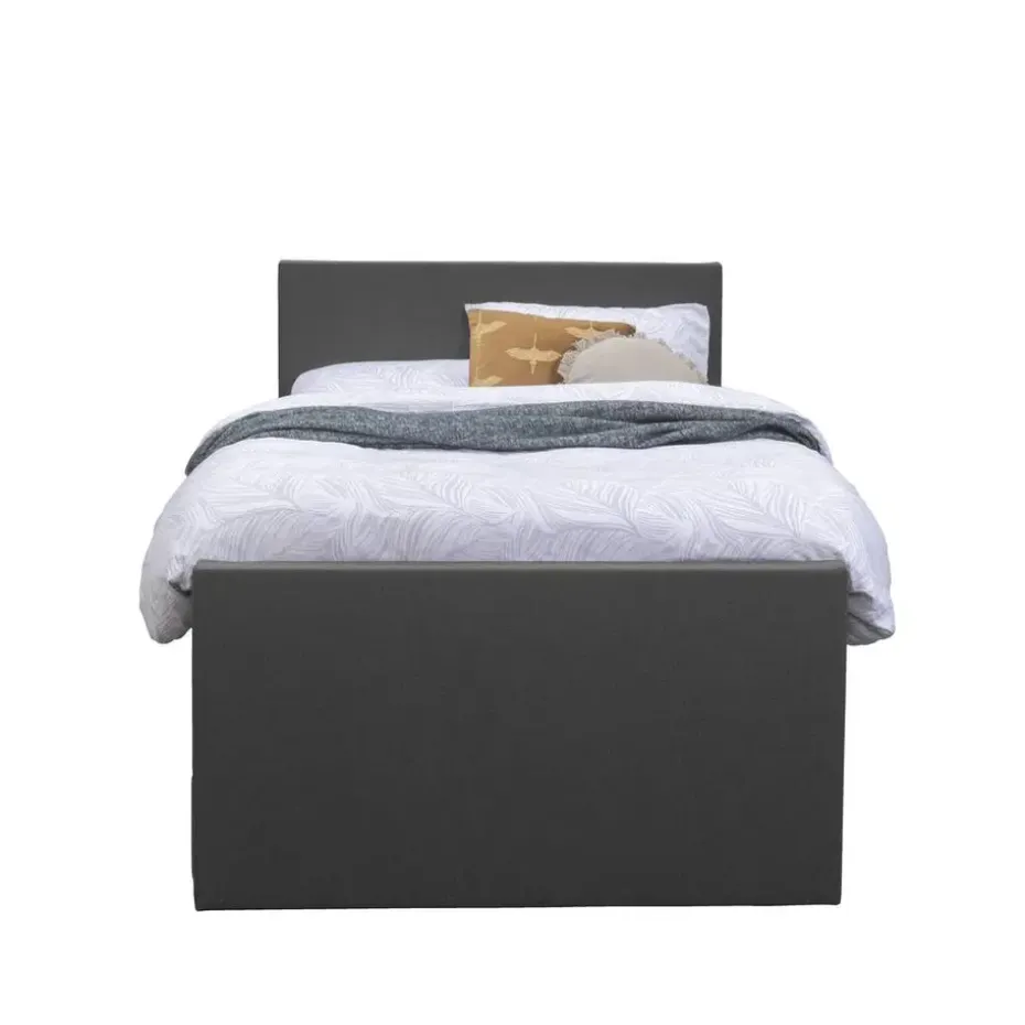 Boxspring met voetbord Liv egaal - antraciet - 120x200 cm - slanke poot