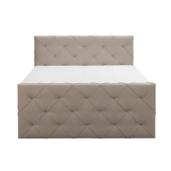 Boxspring met voetbord Liv geruit - beige - 180x200 cm - vierkante poot