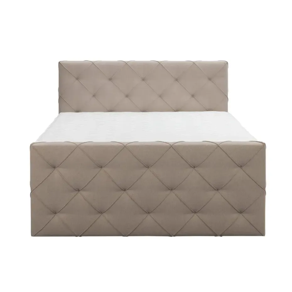 Boxspring met voetbord Liv geruit - beige - 180x200 cm - vierkante poot