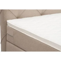 Boxspring met voetbord Liv geruit - beige - 180x200 cm - vierkante poot