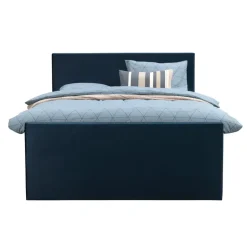 Boxspring met voetbord Liv egaal - blauw - 180x200 cm - ronde poot