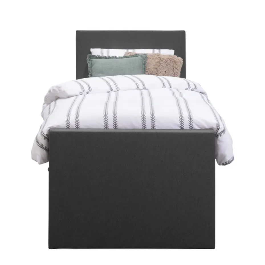 Boxspring met voetbord Liv egaal - antraciet - 90x200 cm - ronde poot