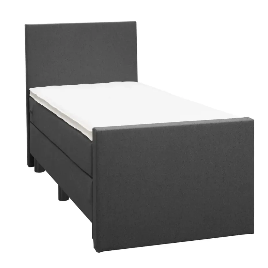 Boxspring met voetbord Liv egaal - antraciet - 90x200 cm - ronde poot