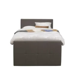 Boxspring met voetbord Liv geblokt - donkerbruin - 120x200 cm - ronde poot