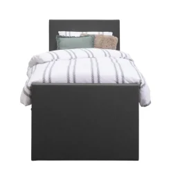 Boxspring met voetbord Liv egaal - antraciet - 90x200 cm - vierkante poot