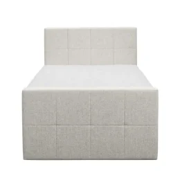 Boxspring met voetbord Liv geblokt - ecru - 120x200 cm - slanke poot