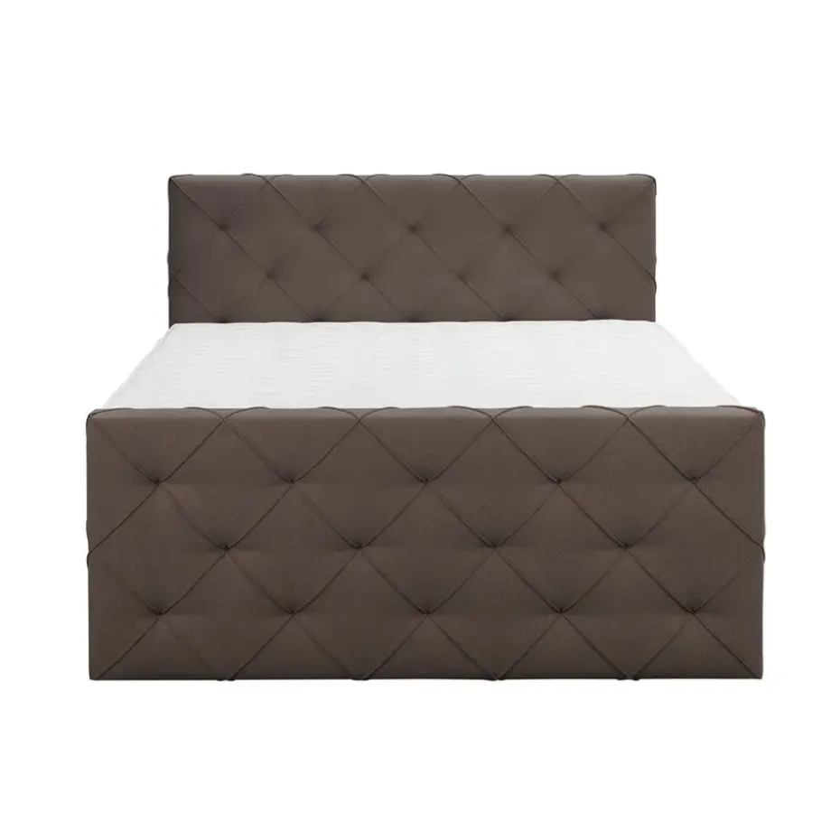 Boxspring met voetbord Liv geruit - donkerbruin - 180x200 cm - ronde poot
