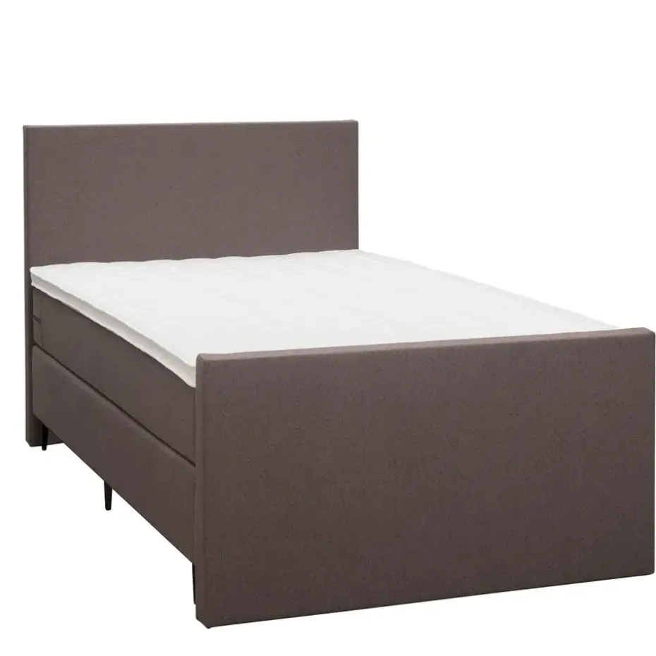 Boxspring met voetbord Liv egaal - donkerbruin - 120x200 cm - slanke poot
