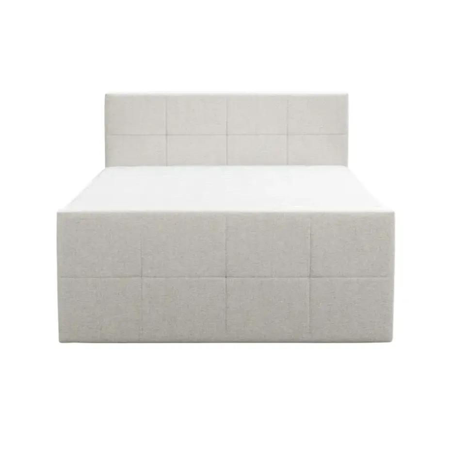 Boxspring met voetbord Liv geblokt - ecru - 160x200 cm - vierkante poot