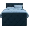 Boxspring met voetbord Liv geruit - blauw - 120x200 cm - vierkante poot