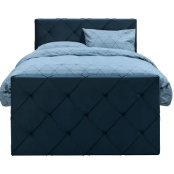 Boxspring met voetbord Liv geruit - blauw - 120x200 cm - vierkante poot
