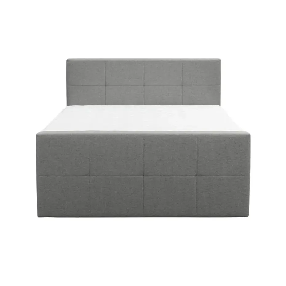 Boxspring met voetbord Liv geblokt - lichtgrijs - 180x200 cm - slanke poot