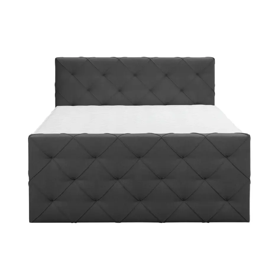 Boxspring met voetbord Liv geruit - antraciet - 160x200 cm - vierkante poot