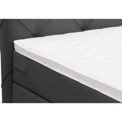 Boxspring met voetbord Liv geruit - antraciet - 160x200 cm - vierkante poot
