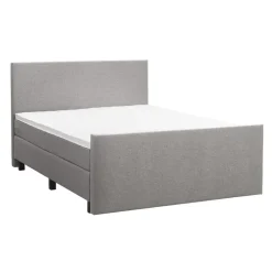 Boxspring met voetbord Liv egaal - lichtgrijs - 160x200 cm - vierkante poot