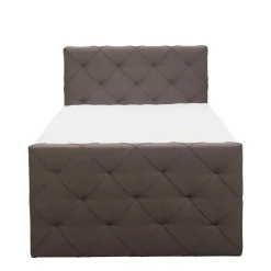 Boxspring met voetbord Liv geruit - donkerbruin - 120x200 cm - ronde poot