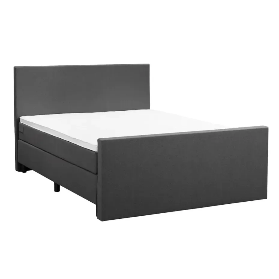 Boxspring met voetbord Liv egaal - antraciet - 160x200 cm - ronde poot